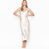 Women's 100% Silk Nightgown with with Lace-up Straps Ladies Elegant Nightwear All Sizes 3 Colors - DIANASILK